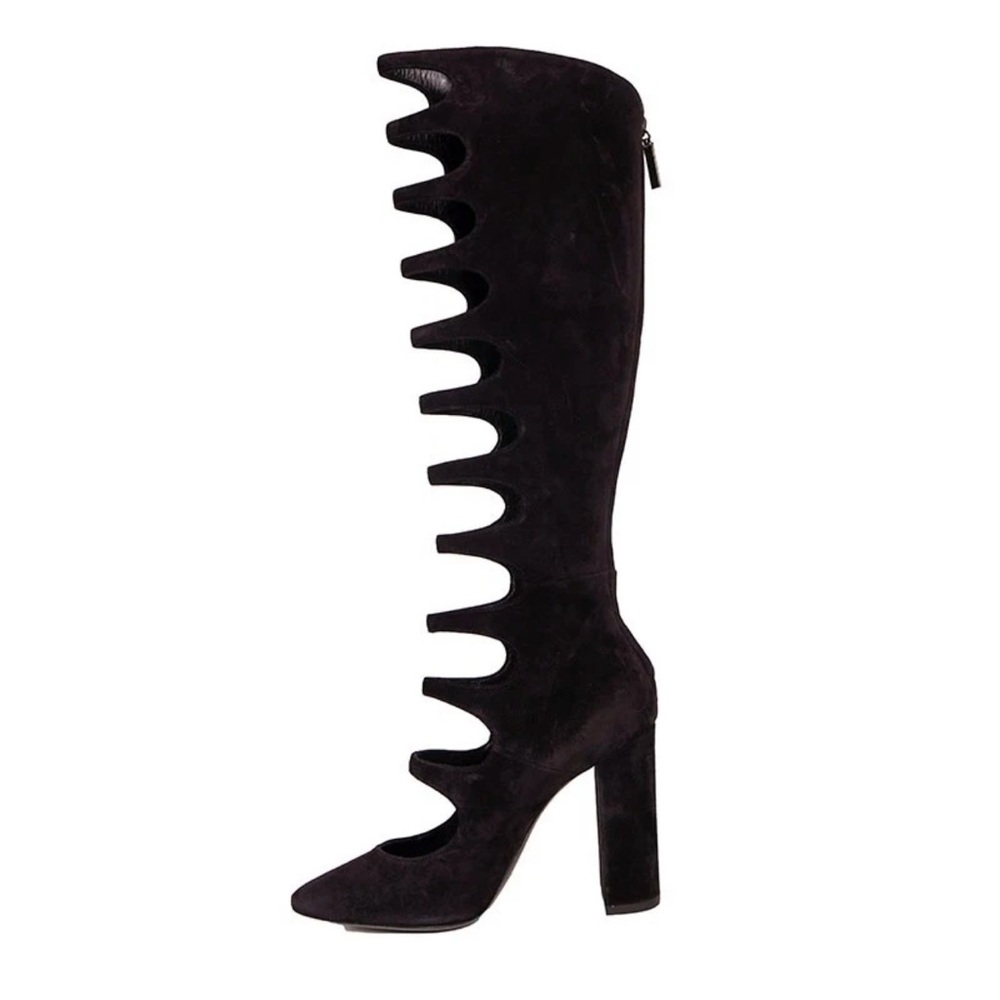 Saint Laurent YSL Elegant Black Knee-High Cutout Boots. Size 38.5 - Picture 4 of 9